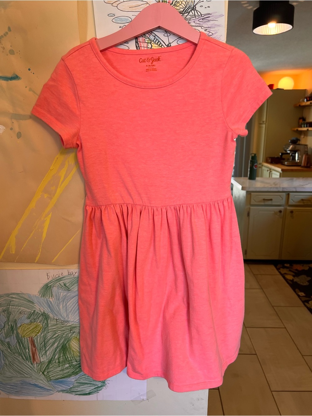 Cat & Jack Girls' Coral Knit Short-Sleeve Dress